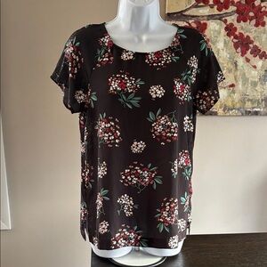 Loft sheer floral short sleeve shirt